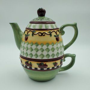 Dicksons 2003 Karla Dornacher Apple of God's Eye Tea For One Pot Cup Mug